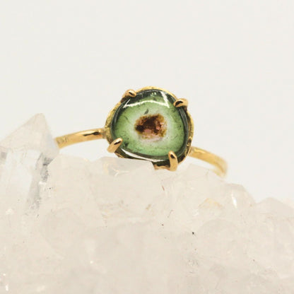 Green tourmaline ring, gold, natural tourmaline, colored stone, gift