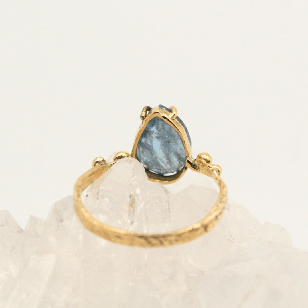 Teardrop Aquamarine Ring, Gold, Natural Aquamarine, Colored Stone, Gift