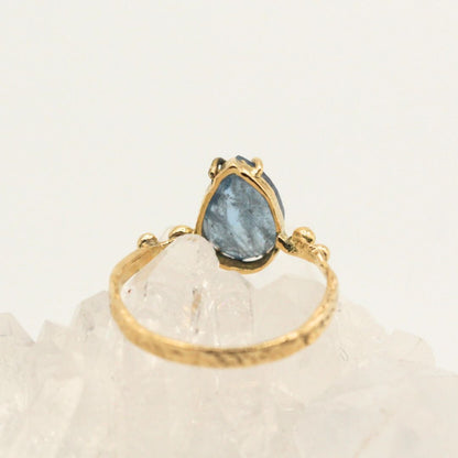 Teardrop Aquamarine Ring, Gold, Natural Aquamarine, Colored Stone, Gift