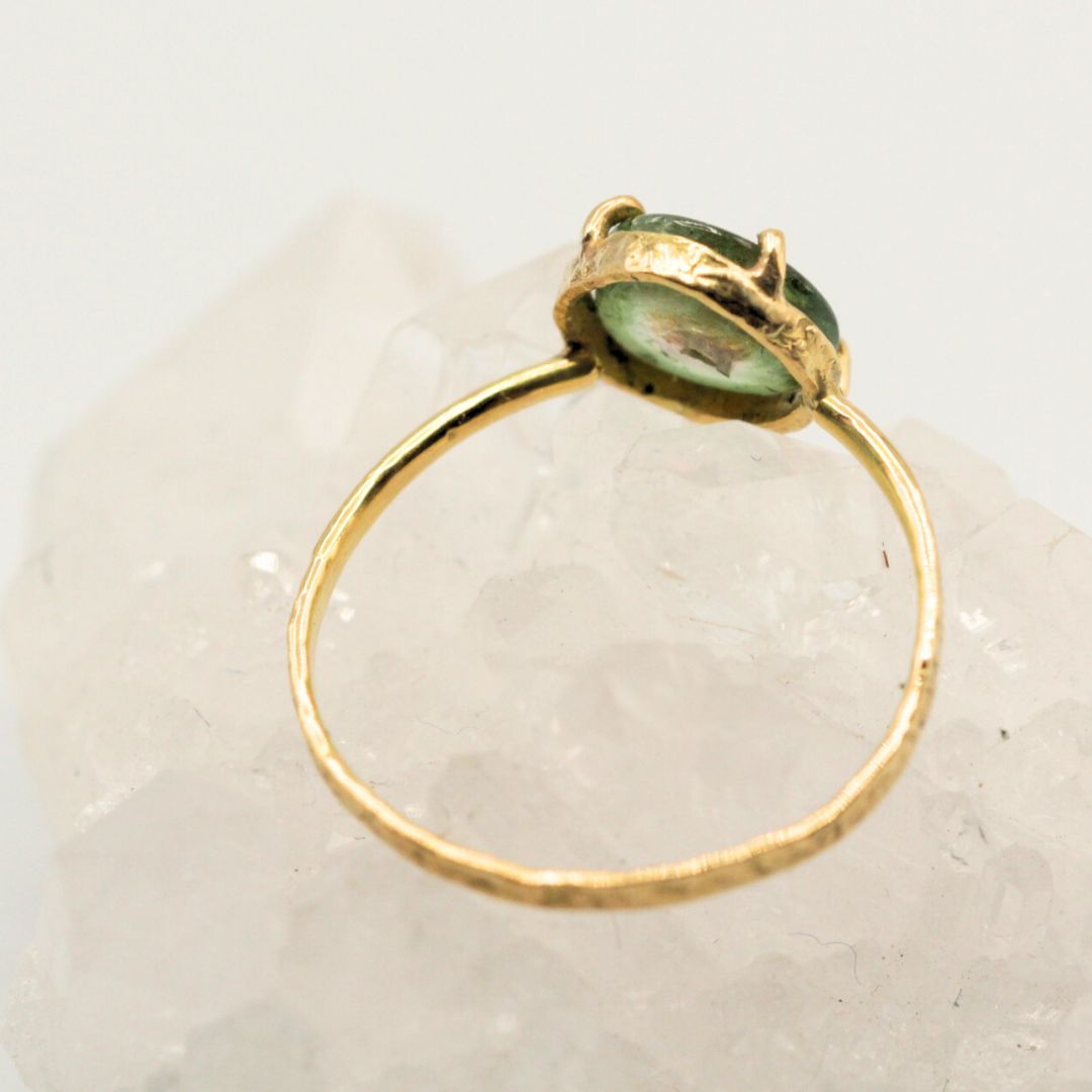 Green tourmaline ring, gold, natural tourmaline, colored stone, gift