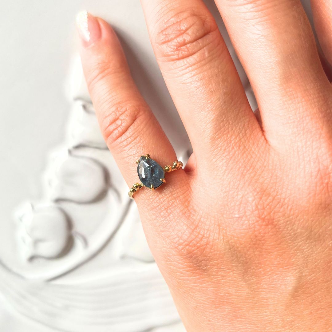 Teardrop Aquamarine Ring, Gold, Natural Aquamarine, Colored Stone, Gift