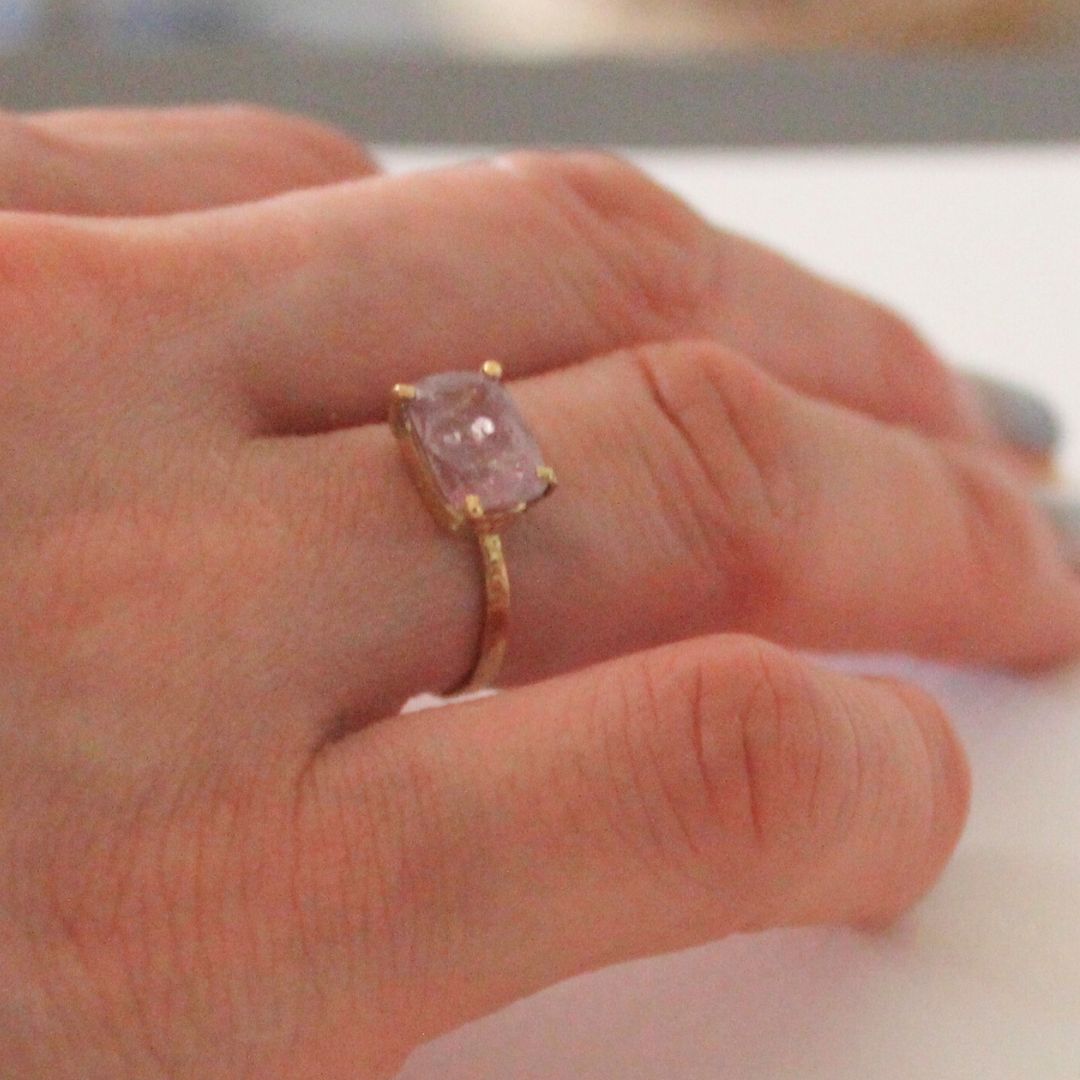 Diaspore ring, gold, natural diaspore, colored stone, gift