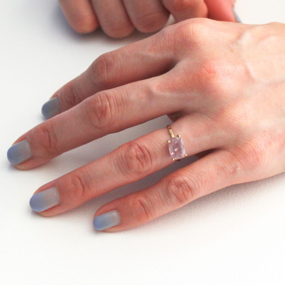 Diaspore ring, gold, natural diaspore, colored stone, gift