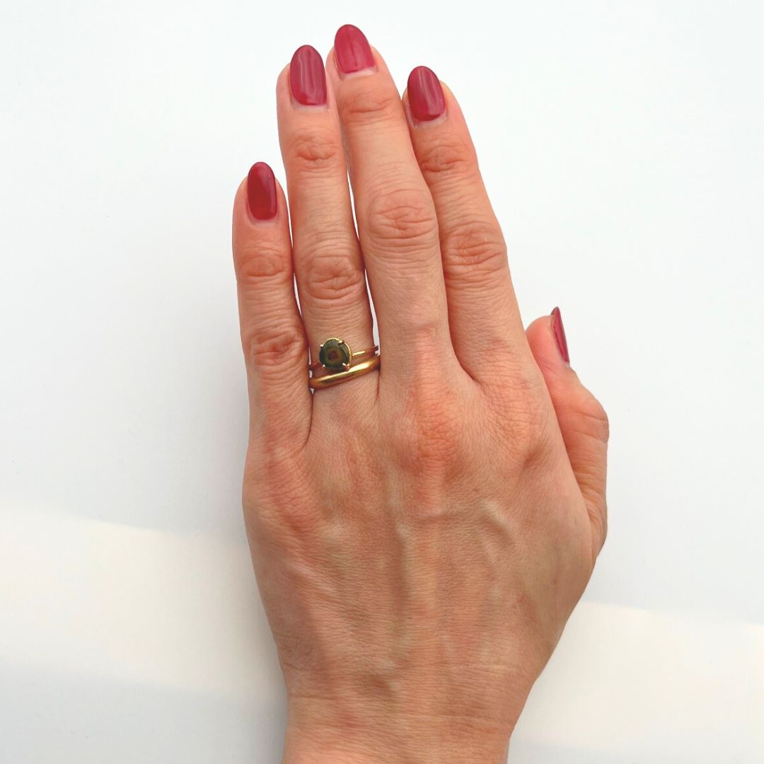Green tourmaline ring, gold, natural tourmaline, colored stone, gift