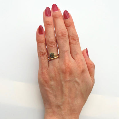 Green tourmaline ring, gold, natural tourmaline, colored stone, gift