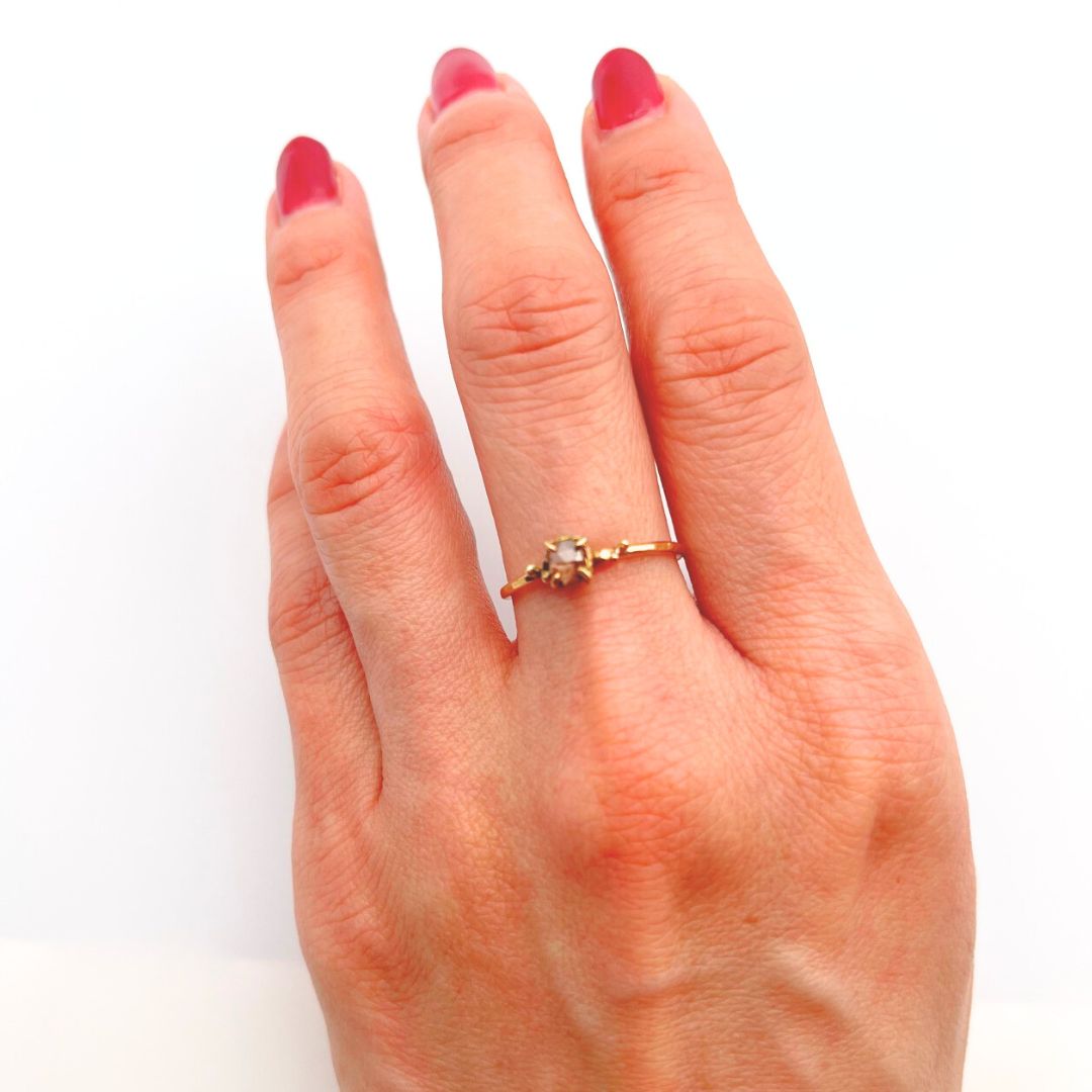 Diamond ring, gold, natural diamond, colored stone, gift