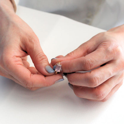 Diaspore ring, gold, natural diaspore, colored stone, gift